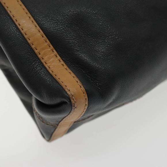 CELINE Clutch Bag Leather Black Brown Gold Auth fm3932 - Picture 14 of 16